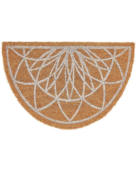 Doormat Natural Coir PVC Backing Anti-Slip 40 x 60 cm Half-Round Geometric Pattern Modern Indoor Decoration Beliani