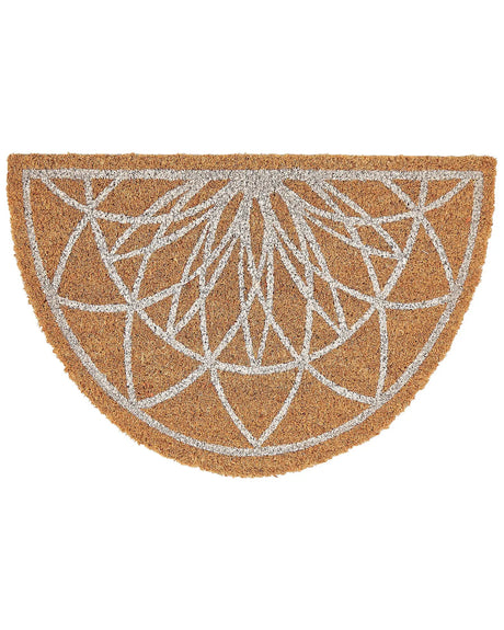 Doormat Natural Coir PVC Backing Anti-Slip 40 x 60 cm Half-Round Geometric Pattern Modern Indoor Decoration Beliani