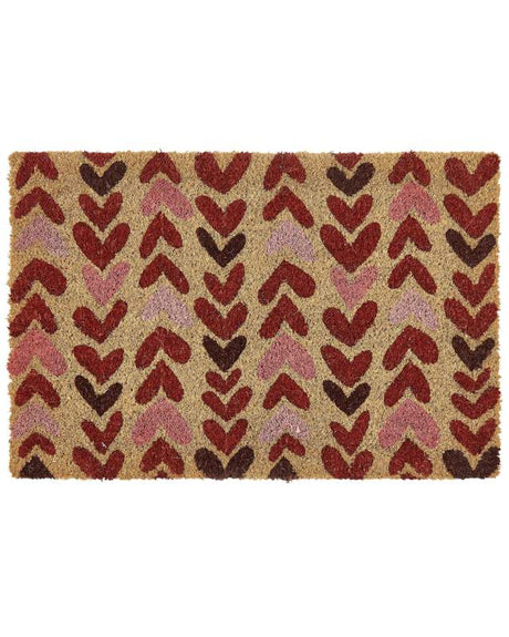 Doormat Natural Coir PVC Backing Anti-Slip 40 x 60 cm Embossed Heart Motif Print Modern Indoor Decoration Beliani