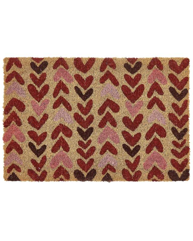 Doormat Natural Coir PVC Backing Anti-Slip 40 x 60 cm Embossed Heart Motif Print Modern Indoor Decoration Beliani