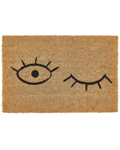 Doormat Natural Coir PVC Backing Anti-Slip 40 x 60 cm Embossed Eye Motif Print Modern Indoor Decoration Beliani