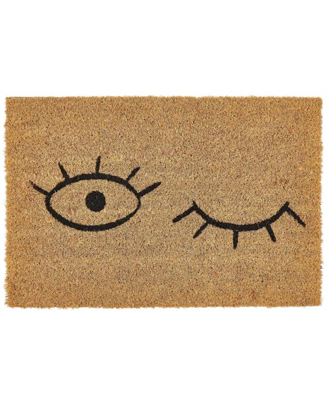 Doormat Natural Coir PVC Backing Anti-Slip 40 x 60 cm Embossed Eye Motif Print Modern Indoor Decoration Beliani