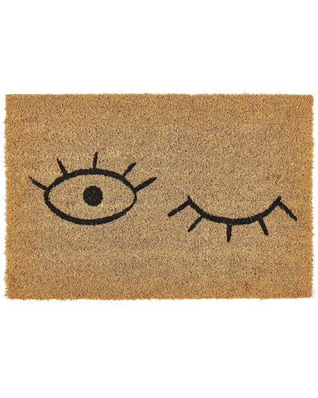 Doormat Natural Coir PVC Backing Anti-Slip 40 x 60 cm Embossed Eye Motif Print Modern Indoor Decoration Beliani