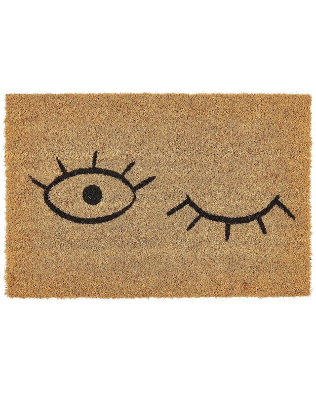 Doormat Natural Coir PVC Backing Anti-Slip 40 x 60 cm Embossed Eye Motif Print Modern Indoor Decoration Beliani