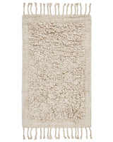 Bath Mat Beige Cotton 50 x 80 cm Rectangular Shape Decorative Tassels Bath Rug Bathroom Accessories Modern Design Beliani