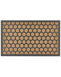 Doormat Natural Polyester Black Rubber Backing Anti-Slip 45 x 75 cm Honey Comb Print Modern Indoor Decoration Beliani