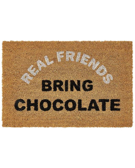 Doormat Natural Coir PVC Backing Anti-Slip 40 x 60 cm Caption Text Motif Modern Indoor Decoration Beliani