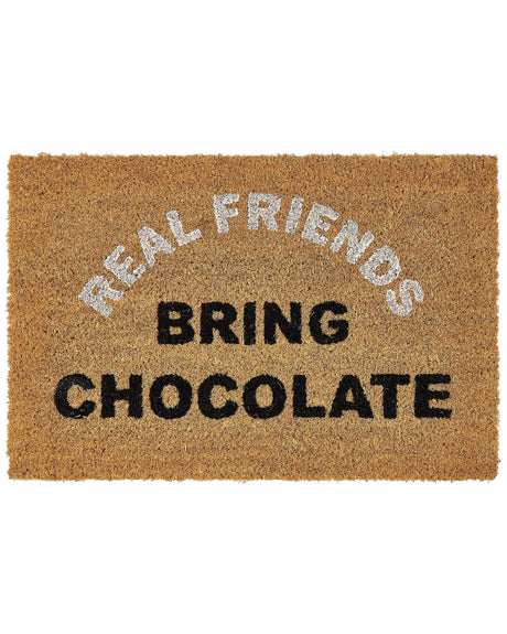 Doormat Natural Coir PVC Backing Anti-Slip 40 x 60 cm Caption Text Motif Modern Indoor Decoration Beliani
