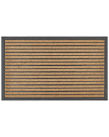 Doormat Natural Polyester Black Rubber Backing Anti-Slip 45 x 75 cm Striped Pattern Modern Indoor Decoration Beliani