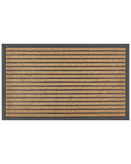 Doormat Natural Polyester Black Rubber Backing Anti-Slip 45 x 75 cm Striped Pattern Modern Indoor Decoration Beliani