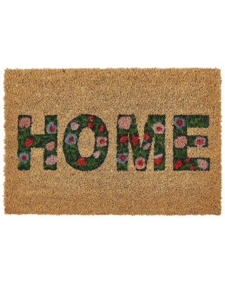 Doormat Natural Coir PVC Backing Anti-Slip 40 x 60 cm Caption Text Motif Modern Indoor Decoration Beliani