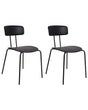 Set of 2 Dining Chairs Black Plastic Seat Armless Design Modern Metal Legs  Beliani