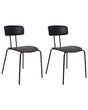 Set of 2 Dining Chairs Black Plastic Seat Armless Design Modern Metal Legs  Beliani