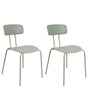 Set of 2 Dining Chairs Light Green Plastic Seat Armless Design Modern Metal Legs  Beliani