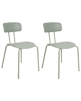 Set of 2 Dining Chairs Light Green Plastic Seat Armless Design Modern Metal Legs  Beliani
