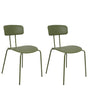 Set of 2 Dining Chairs Green Plastic Seat Armless Design Modern Metal Legs  Beliani