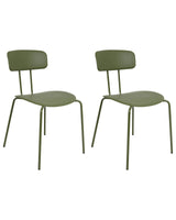 Set of 2 Dining Chairs Green Plastic Seat Armless Design Modern Metal Legs  Beliani