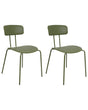 Set of 2 Dining Chairs Green Plastic Seat Armless Design Modern Metal Legs  Beliani