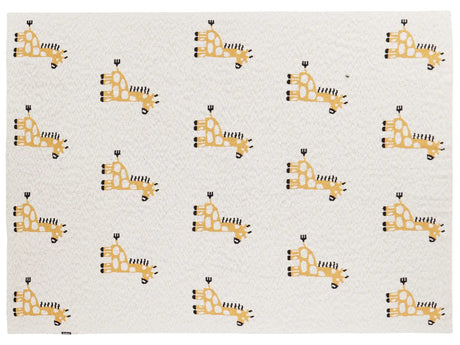 Kids Blanket Beige Cotton 130 x 180 cm Bed Throw Cosy Giraffe Pattern Bedroom Kids' Room Modern Design Beliani