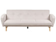 Sofa Bed Beige Fabric Upholstered 3 Seater Convertible Wooden Legs Modern Minimalistic Living Room Beliani