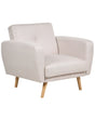 Armchair Beige Fabric Wooden Legs Modern Minimalistic Living Room Beliani