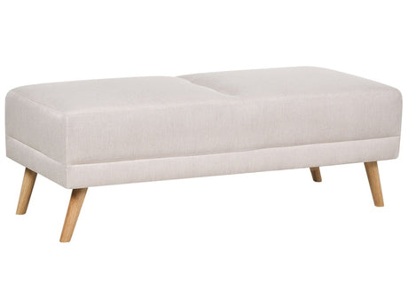 Ottoman Beige Fabric Upholstered Rectangular Solid Wood Legs Minimalistic Modern Beliani