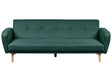 Sofa Bed Green Fabric Upholstered 3 Seater Convertible Wooden Legs Modern Minimalistic Living Room Beliani