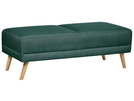 Ottoman Green Fabric Upholstered Rectangular Solid Wood Legs Minimalistic Modern Beliani