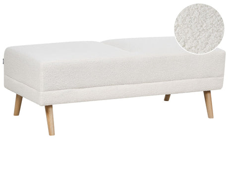 Ottoman Beige Fabric Upholstered Rectangular Solid Wood Legs Minimalistic Modern Beliani