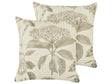 Set of 2 Scatter Cushions Beige and Green Cotton 45 x 45 cm Square Handmade Throw Pillows Printed Floral Pattern Removable Cover Beliani
