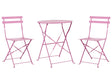 3 Piece Bistro Set Pink Metal Folding Slatted Seat Back Outdoor Beliani