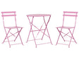 3 Piece Bistro Set Pink Metal Folding Slatted Seat Back Outdoor Beliani