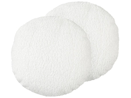 Set of 2 Cushions White Teddy Fabric  30 cm Throw Pillows Decorative Soft Filling Accessories Living Room Bedroom Beliani