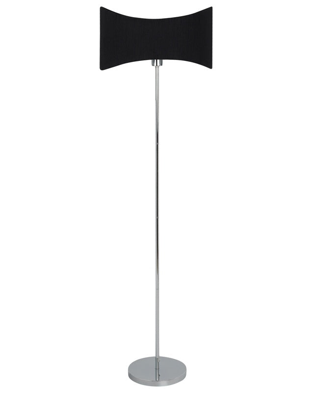 Floor Lamp Silver and Black Metal Base Faux Silk Lamp Shade Modern Contemporary Style Beliani