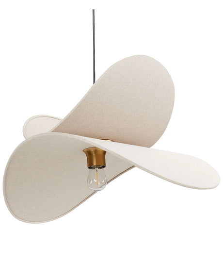 Pendant Lamp Beige Linen Fabric 105 cm Lighting Hanging Light Modern Design Open Bulb Beliani