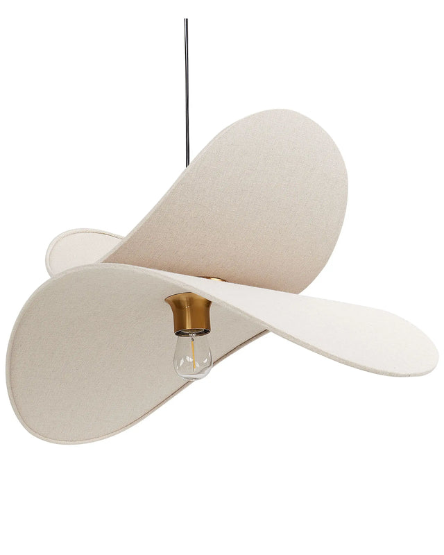 Pendant Lamp Beige Linen Fabric 105 cm Lighting Hanging Light Modern Design Open Bulb Beliani