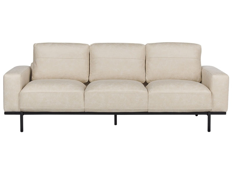 Sofa Cream Beigie Fabric Metal Legs 3 Seater Classic Couch Settee Living Room Modern Beliani