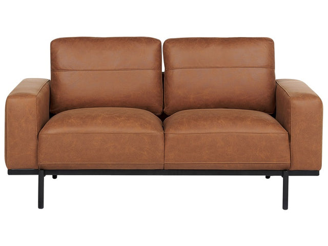 Fabric Sofa Brown Metal Legs 2 Seater Classic Couch Settee Living Room Modern Beliani