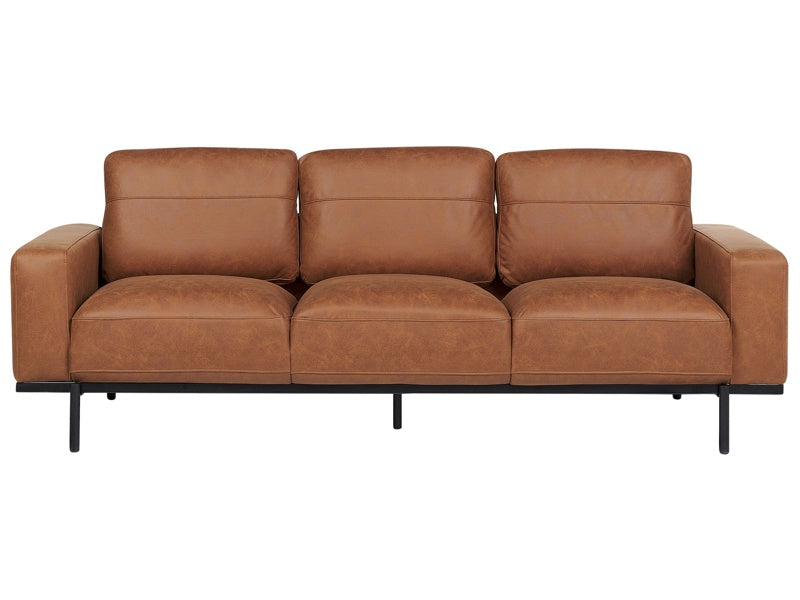 Sofa Brown Fabric Metal Legs 3 Seater Classic Couch Settee Living Room Modern Beliani