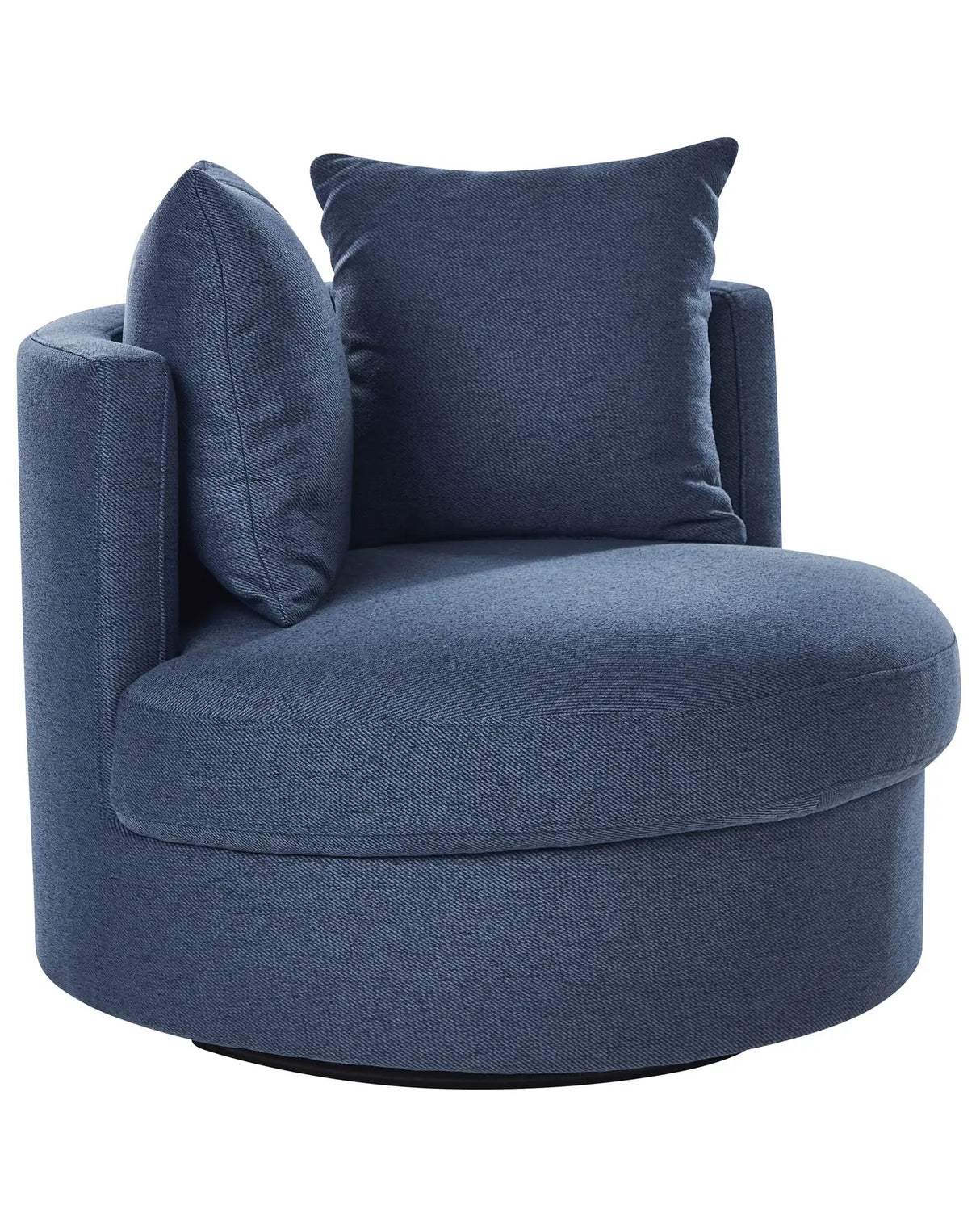 Armchair Blue Polyester Swivel Iron Base Two Cushions Removable Covers Round Back Modern Glam Style Living Room Beliani