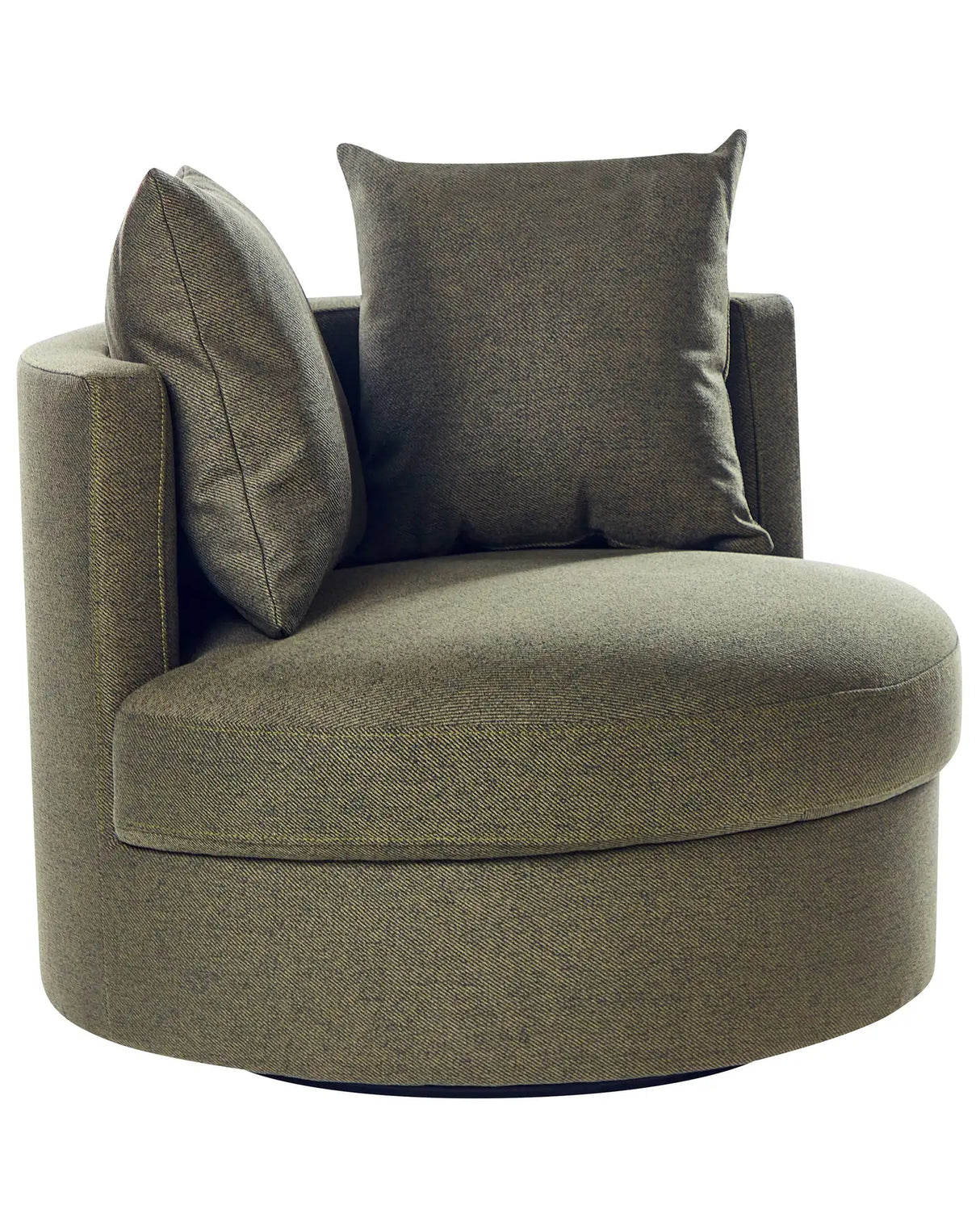 Armchair Green Polyester Swivel Iron Base Two Cushions Removable Covers Round Back Modern Glam Style Living Room Beliani