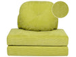 Sofa Pouffe Bed Light Green Jumbo Cord Upholstery Single Sleeper Fold Out Chair Bed with Cushion Modern Design Beliani