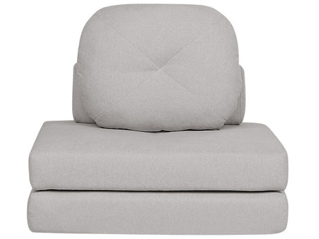 Sofa Pouffe Bed Light Grey Fabric Upholstery Single Sleeper Fold Out Chair Bed with Cushion Modern Design Beliani