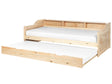 Trundle Bed Natural Light Pine Wood Frame EU Velvet EU Single Size 3ft Slatted Frame Extra Slide Out Frame Beliani