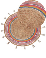 Kids Area Rug Multicolour Jute  120 cm Round Handwoven with Decorative Tassels Boho Style Living Room Bedroom Nursery Beliani