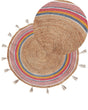Kids Area Rug Multicolour Jute  120 cm Round Handwoven with Decorative Tassels Boho Style Living Room Bedroom Nursery Beliani