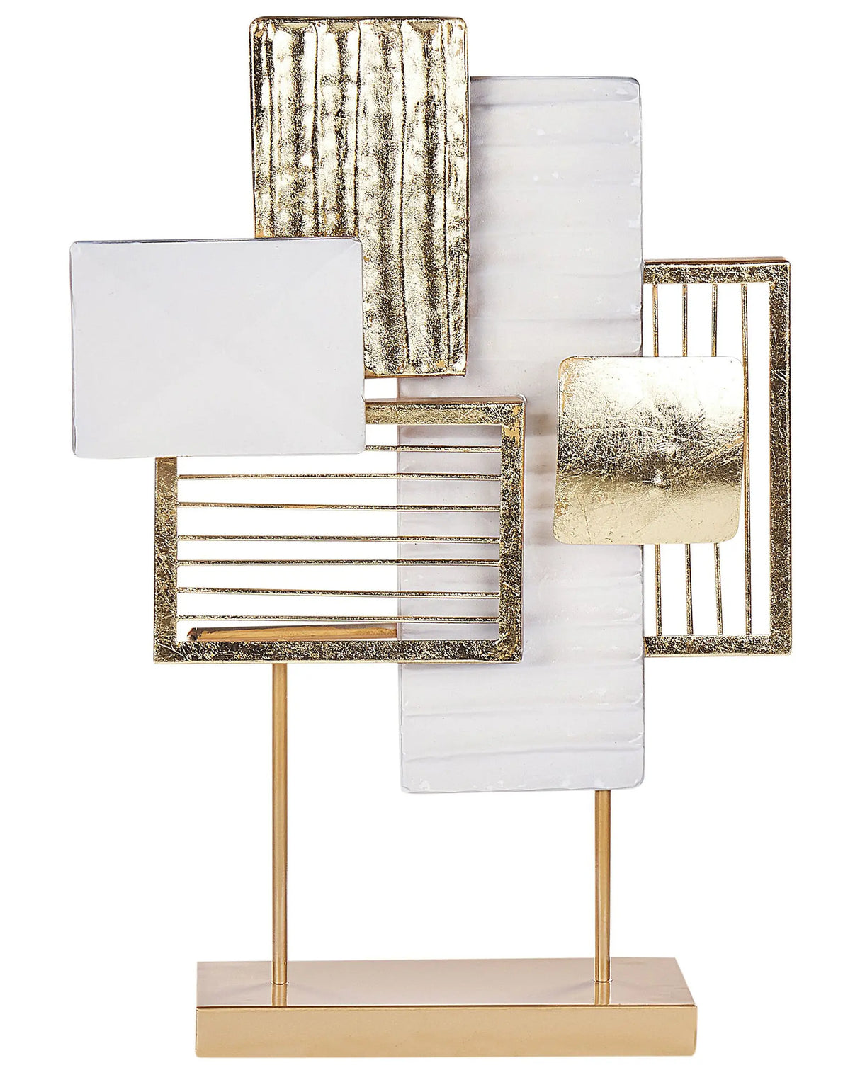 Ornament Gold and White Metal Iron 44 cm Decorative Object Accent Piece Rectangles Modern Design Beliani