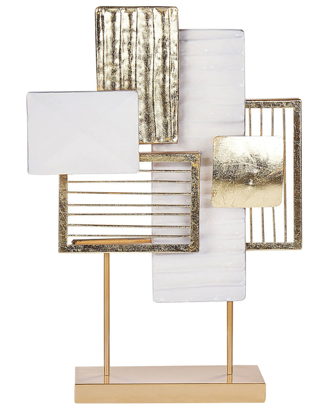 Ornament Gold and White Metal Iron 44 cm Decorative Object Accent Piece Rectangles Modern Design Beliani