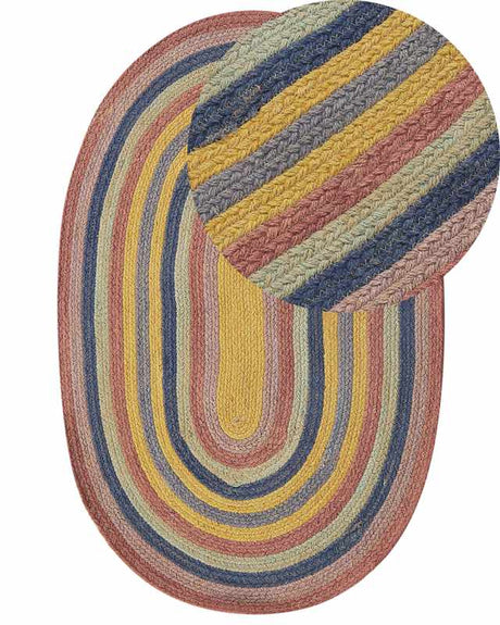 Kids Area Rug Multicolour Jute 70 x 100 cm Oval Handwoven Boho Style Living Room Bedroom Nursery Beliani