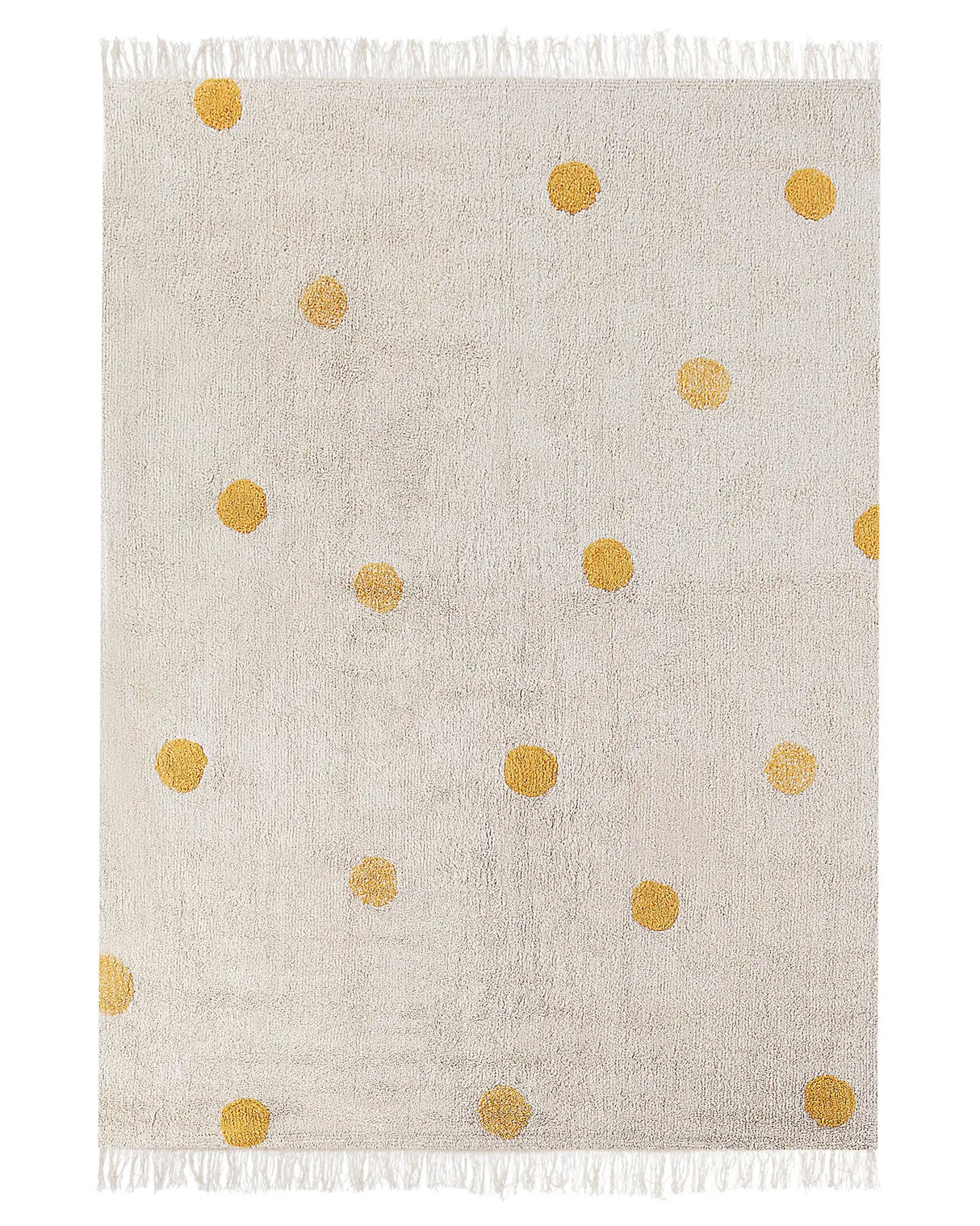 Area Rug Beige and Yellow Cotton Dots Pattern 140 x 200 cm Low Pile for Children Playroom  Beliani